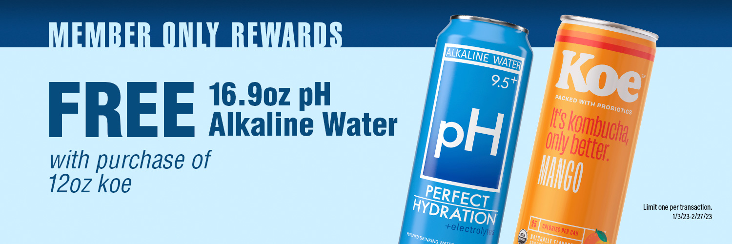 Free Alkaline Water with purchase of koe